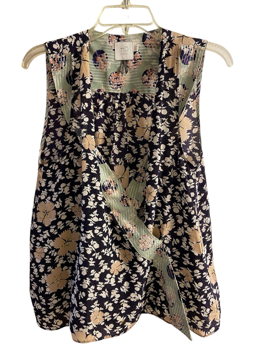 HD in Paris Anthropologie Floral Sleeveless Wrap Top Blouse Multi Silk Sz 8 - Picture 2 of 7
